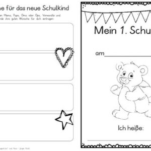 Erster Schultag – Hausaufgabenheftchen – Bär