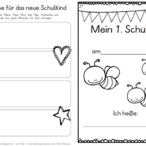 Erster Schultag – Hausaufgabenheftchen – Biene