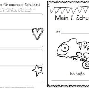 Erster Schultag – Hausaufgabenheftchen – Chamäleon