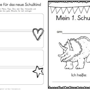 Erster Schultag – Hausaufgabenheftchen – Dinosaurier