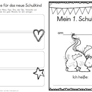 Erster Schultag – Hausaufgabenheftchen – Drache