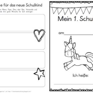 Erster Schultag – Hausaufgabenheftchen – Einhorn