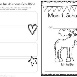 Erster Schultag – Hausaufgabenheftchen – Elch