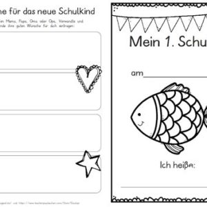 Erster Schultag – Hausaufgabenheftchen – Fisch