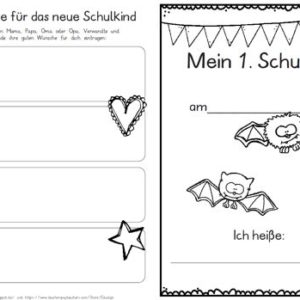 Erster Schultag – Hausaufgabenheftchen – Fledermaus