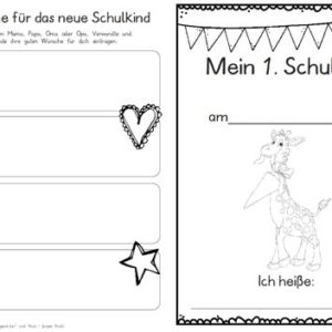 Erster Schultag – Hausaufgabenheftchen – Giraffe