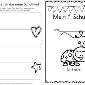 Erster Schultag – Hausaufgabenheftchen – Marienkäfer