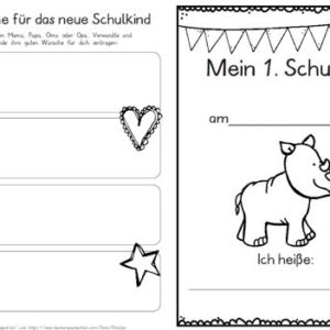 Erster Schultag – Hausaufgabenheftchen – Nashorn