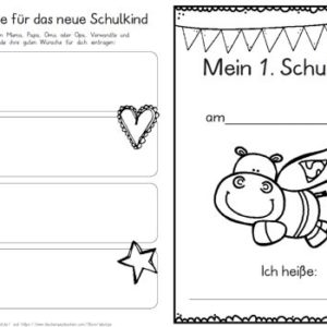 Erster Schultag – Hausaufgabenheftchen – Nilpferd