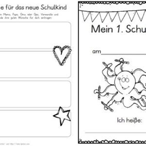 Erster Schultag – Hausaufgabenheftchen – Oktopus