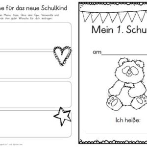 Erster Schultag – Hausaufgabenheftchen – Panda