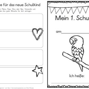 Erster Schultag – Hausaufgabenheftchen – Papagei
