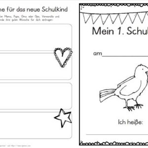 Erster Schultag – Hausaufgabenheftchen – Rabe