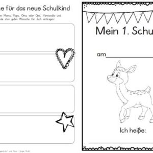 Erster Schultag – Hausaufgabenheftchen – Reh