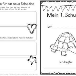 Erster Schultag – Hausaufgabenheftchen – Schildkröte