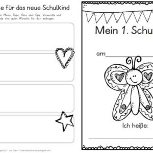 Erster Schultag – Hausaufgabenheftchen – Schmetterling