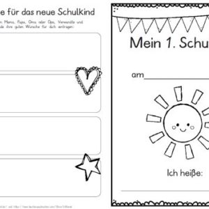 Erster Schultag – Hausaufgabenheftchen – Sonne