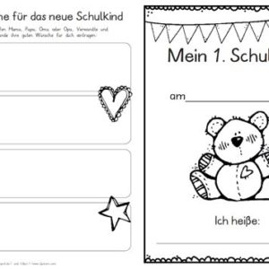 Erster Schultag – Hausaufgabenheftchen – Teddy