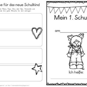 Erster Schultag – Hausaufgabenheftchen – Wolf
