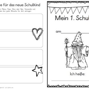 Erster Schultag – Hausaufgabenheftchen – Zauberer