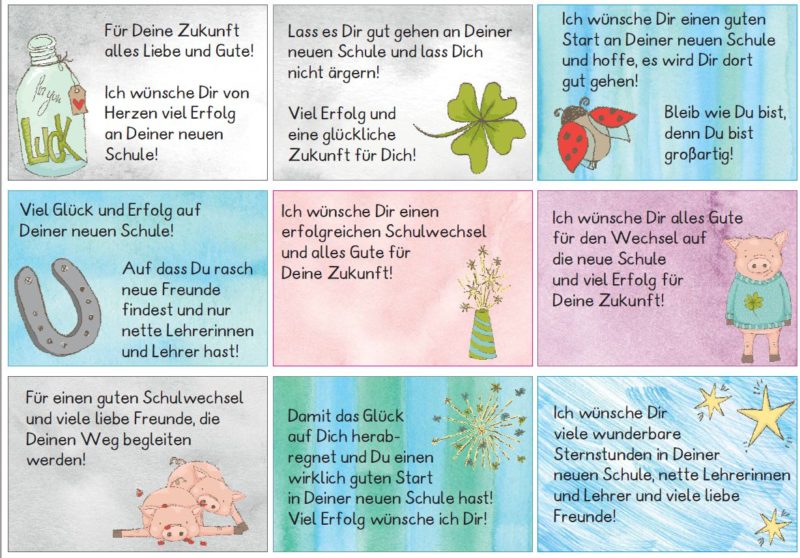 Kärtchen zum Abschied von der Grundschule Zaubereinmaleins Shop