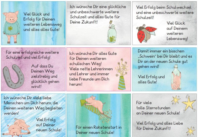 Kärtchen zum Abschied von der Grundschule Zaubereinmaleins Shop