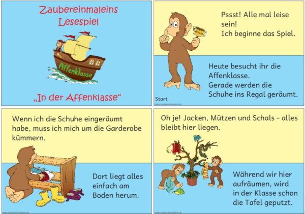 Lesespiel In der Affenklasse