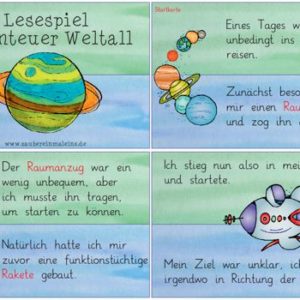 Lesespiel Abenteuer Weltall