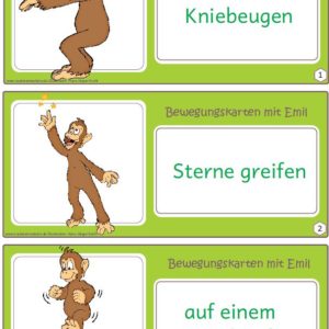 Bewegungskärtchen mit Affe Emil