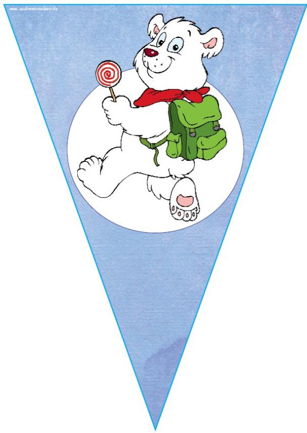 Wimpelkette Eisbären - 1. Schultag - Willkommen
