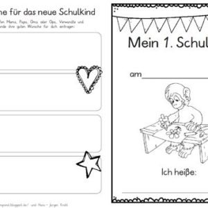 Erster Schultag – Hausaufgabenheftchen – Affe