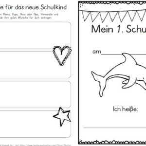 Erster Schultag – Hausaufgabenheftchen – Delfin