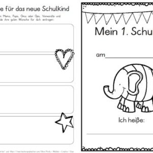 Erster Schultag – Hausaufgabenheftchen – Elefant gestreift