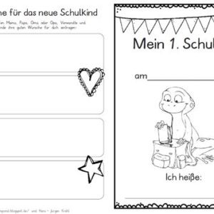 Erster Schultag – Hausaufgabenheftchen – Frosch