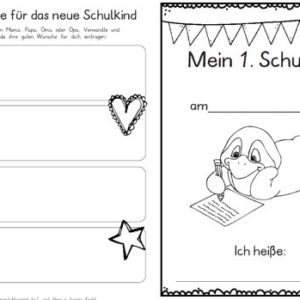 Erster Schultag – Hausaufgabenheftchen – Pinguin