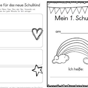 Erster Schultag – Hausaufgabenheftchen – Regenbogen
