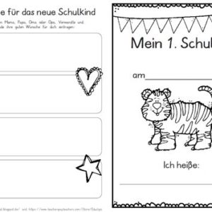 Erster Schultag – Hausaufgabenheftchen – Tiger