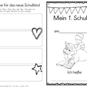 Erster Schultag – Hausaufgabenheftchen – Waschbär