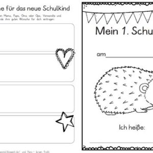 Erster Schultag – Hausaufgabenheftchen – Igel