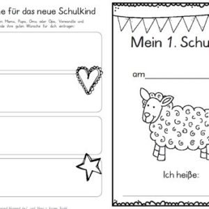 Erster Schultag – Hausaufgabenheftchen – Schaf