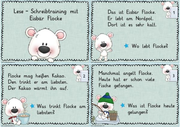 Lese- und Schreibtraining mit Eisbär Flocke