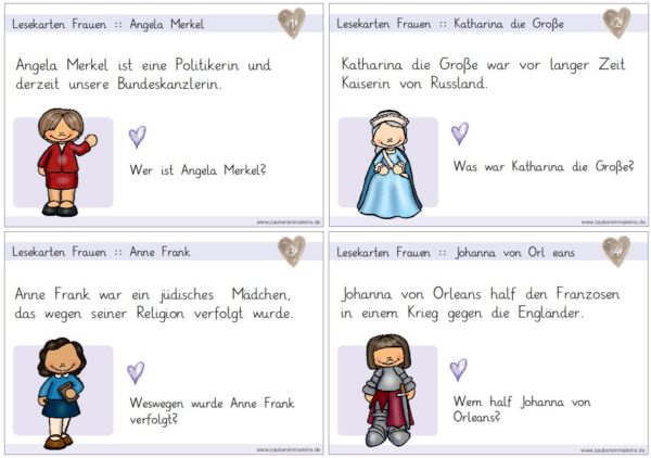 Lesekarten Frauen