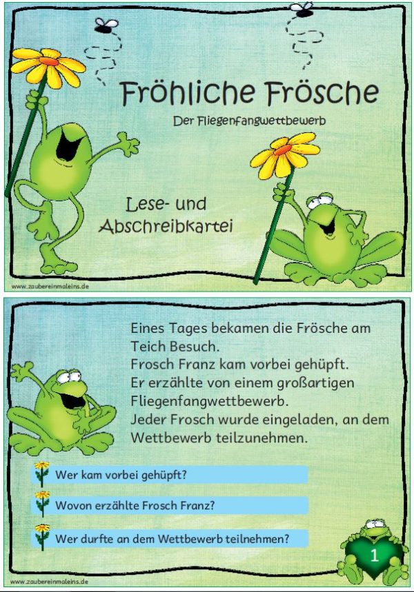 Fröhliche Frösche - Lese-und Abschreibkartei