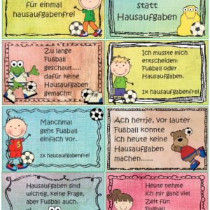 32 x hausaufgabenfrei - Fußball Motive und Texte
