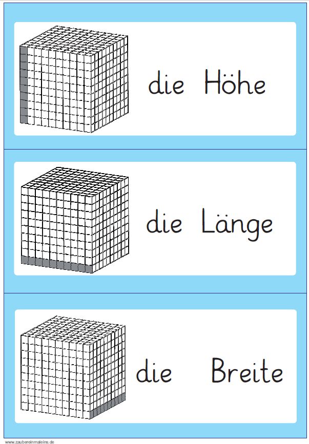 Aushang: Höhe – Länge – Breite – Zaubereinmaleins Shop