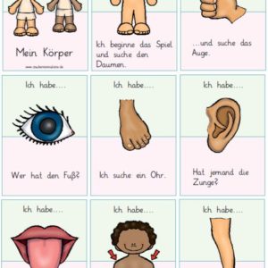 Lesespiel Mein Körper