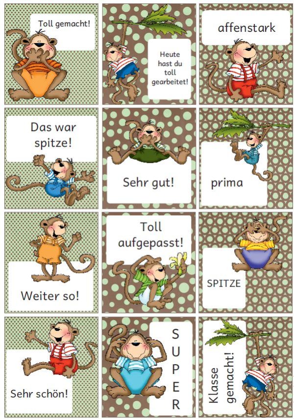 Lobkärtchen Affen