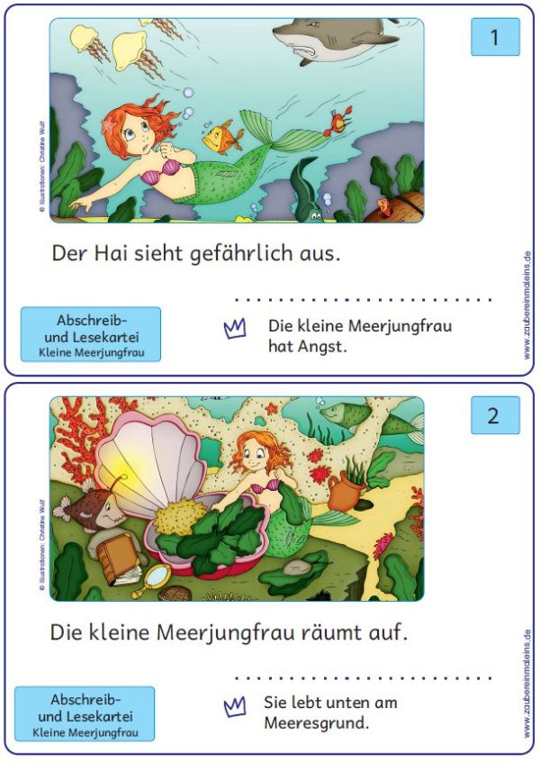 Lese- und Abschreibkartei Meerjungfrau