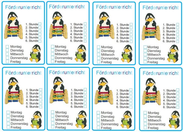 Kärtchen für den Förderunterricht - Pinguin