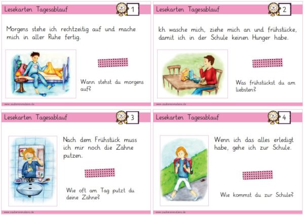 Lesekarten Tageablauf